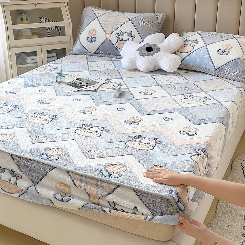 Animal Print Super Soft Modern Fitted Flannel Sheet for Bedroom