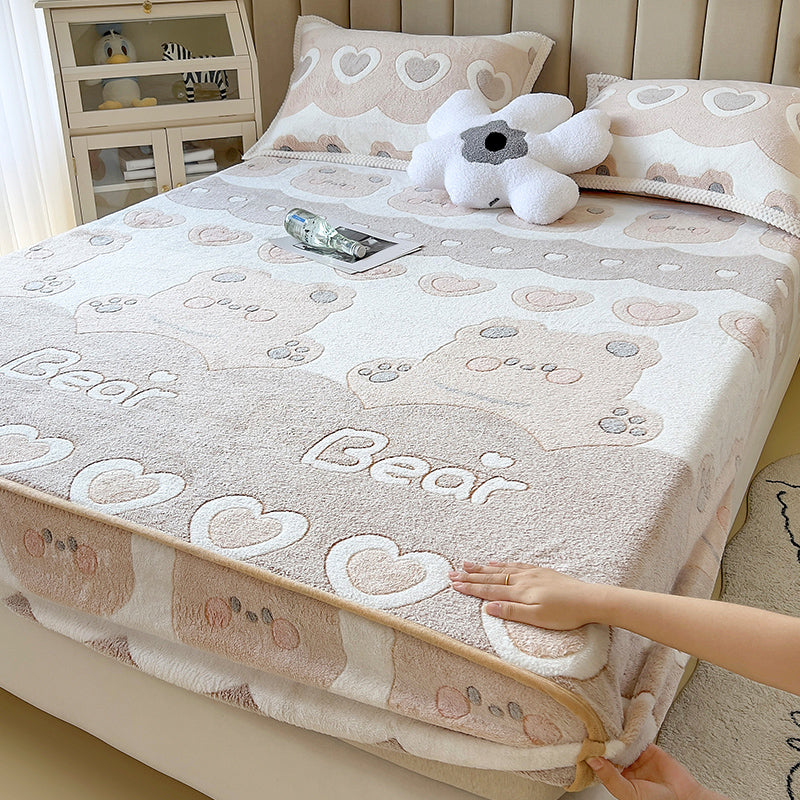 Animal Print Super Soft Modern Fitted Flannel Sheet for Bedroom