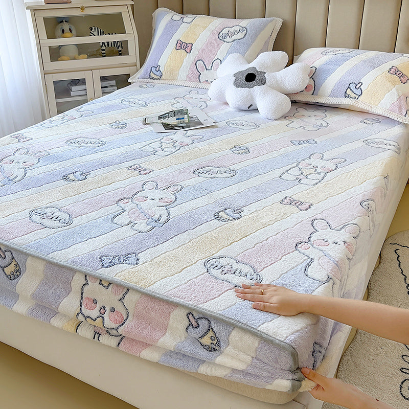 Animal Print Super Soft Modern Fitted Flannel Sheet for Bedroom