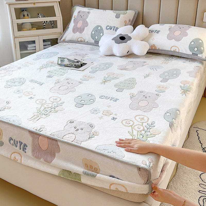 Animal Print Super Soft Modern Fitted Flannel Sheet for Bedroom