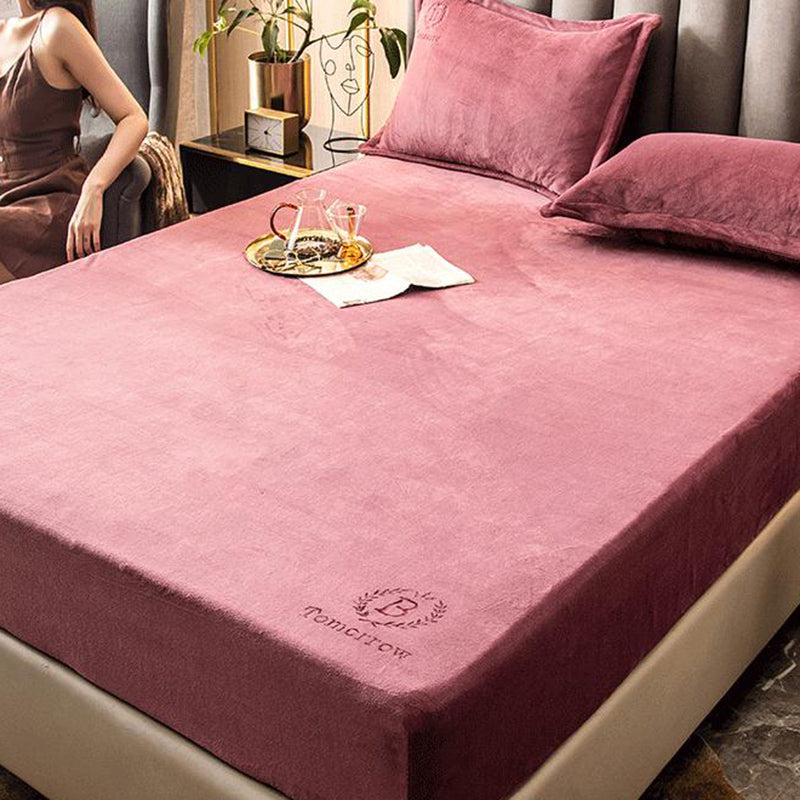 Soild Bed Sheet Set Flannel Super-soft Standard Fitted Sheet