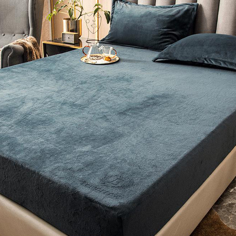 Soild Bed Sheet Set Flannel Super-soft Standard Fitted Sheet
