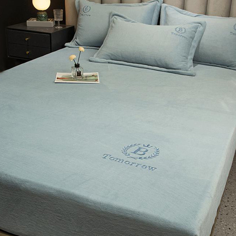 Soild Bed Sheet Set Flannel Super-soft Standard Fitted Sheet