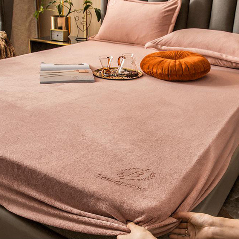 Soild Bed Sheet Set Flannel Super-soft Standard Fitted Sheet