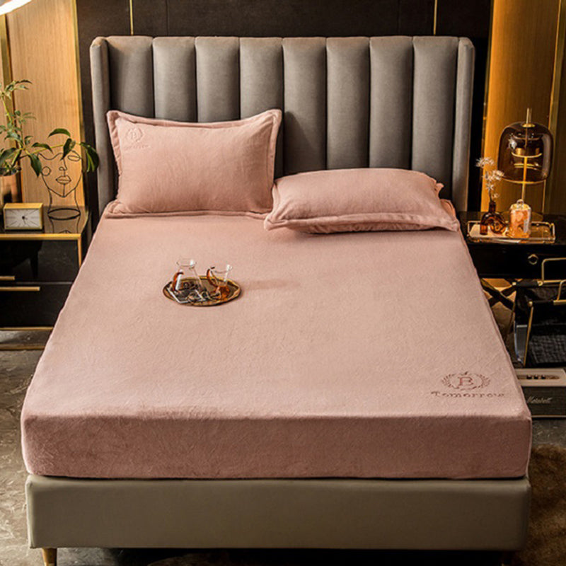 Soild Bed Sheet Set Flannel Super-soft Standard Fitted Sheet