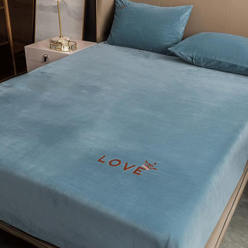 Soild Bed Sheet Set Flannel Super-soft Standard Fitted Sheet