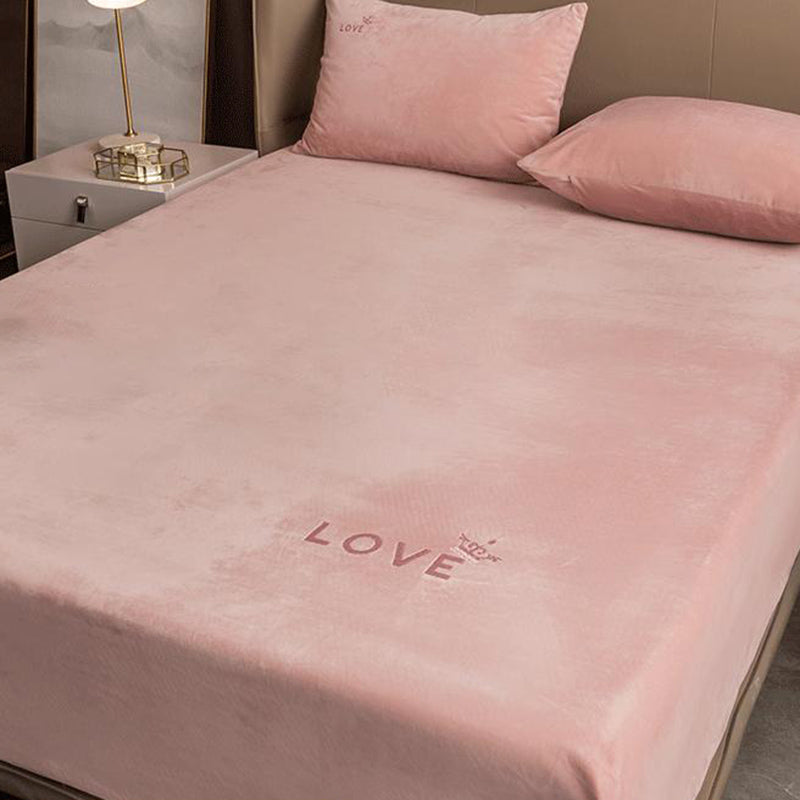 Soild Bed Sheet Set Flannel Super-soft Standard Fitted Sheet