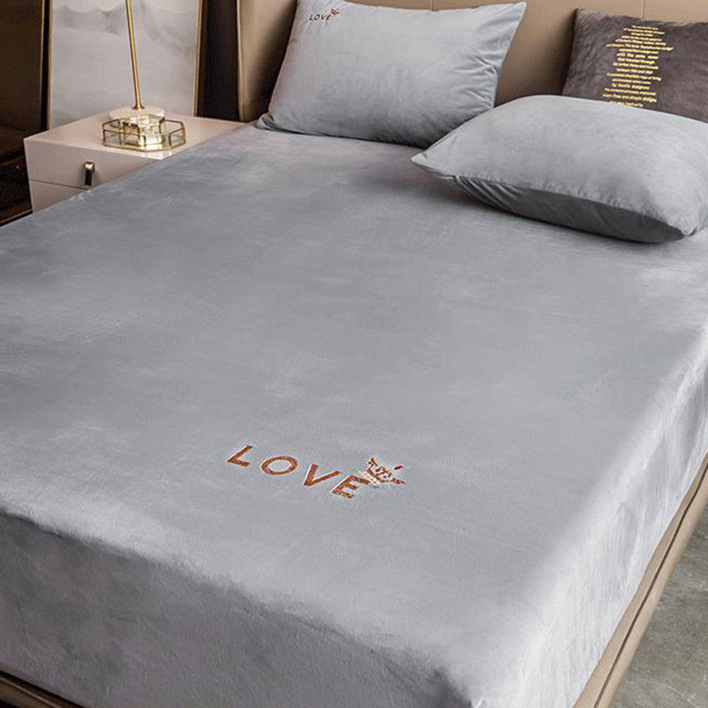 Soild Bed Sheet Set Flannel Super-soft Standard Fitted Sheet