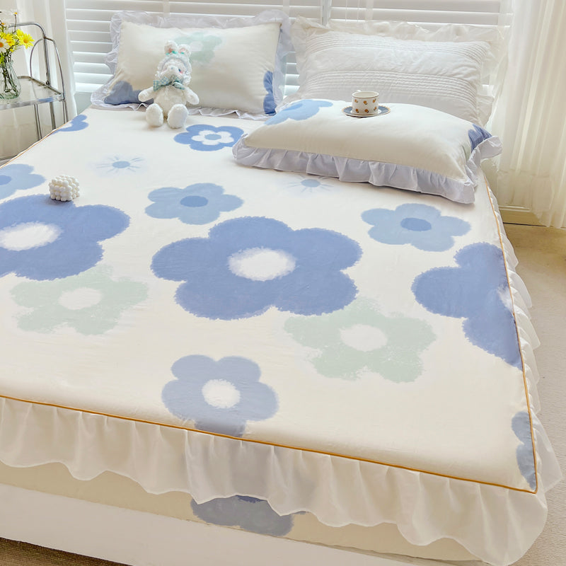 Floral Bed Sheet Set Super Soft Print Modern Pillowcase for Bedroom