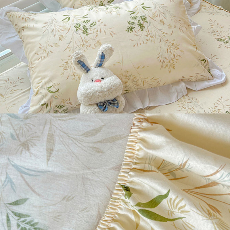 Floral Bed Sheet Set Super Soft Print Modern Pillowcase for Bedroom