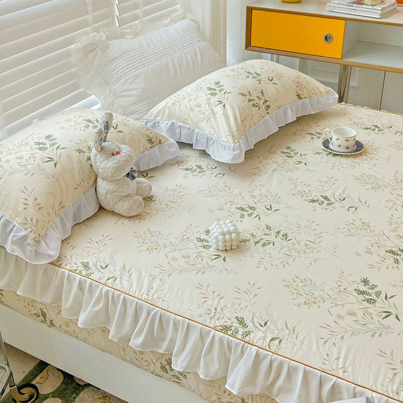 Floral Bed Sheet Set Super Soft Print Modern Pillowcase for Bedroom