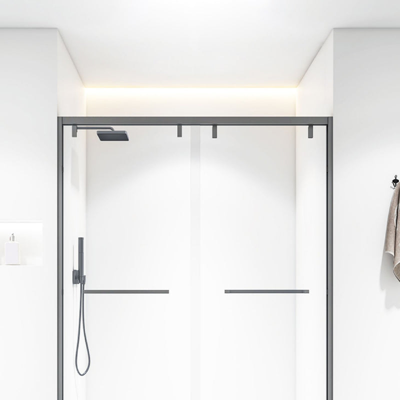 Bypass Semi Frameless Shower Door Tempered Glass Shower Door in Black