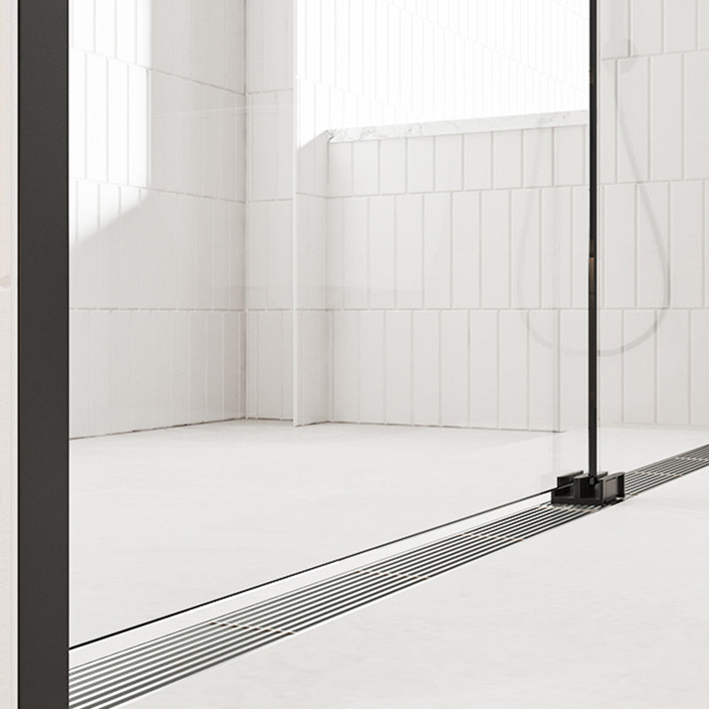 Bypass Semi Frameless Shower Door Tempered Glass Shower Door in Black