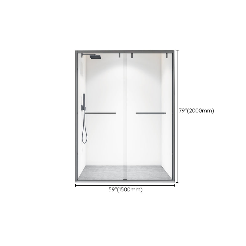 Bypass Semi Frameless Shower Door Tempered Glass Shower Door in Black