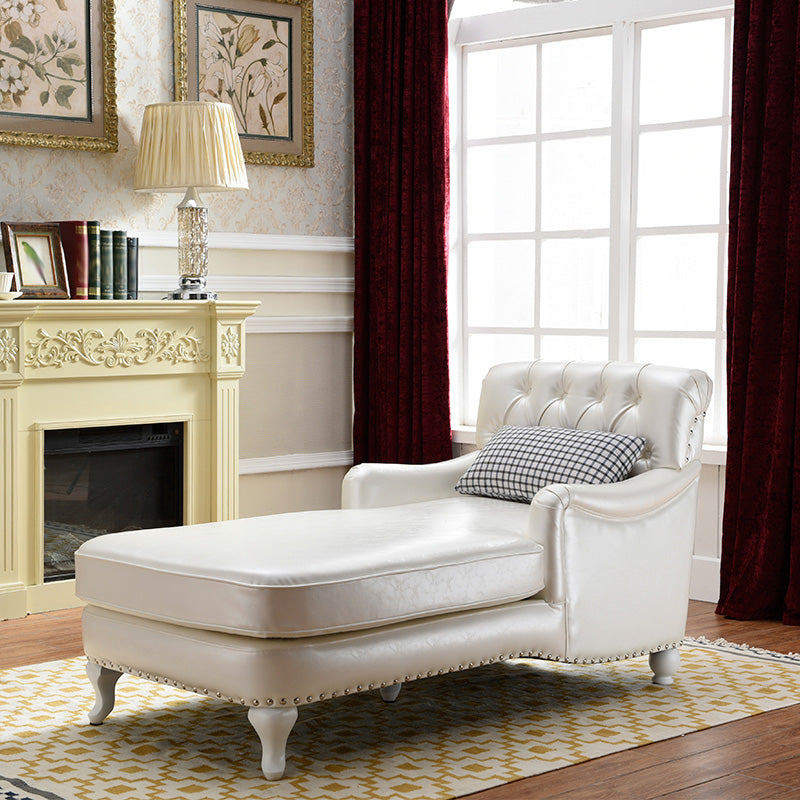 Traditional Faux Leather Accent Chair Two Armed Recessed Arms Chaise