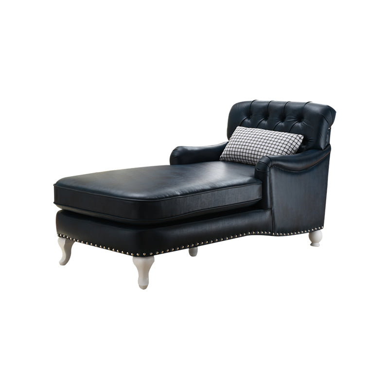 Traditional Faux Leather Accent Chair Two Armed Recessed Arms Chaise