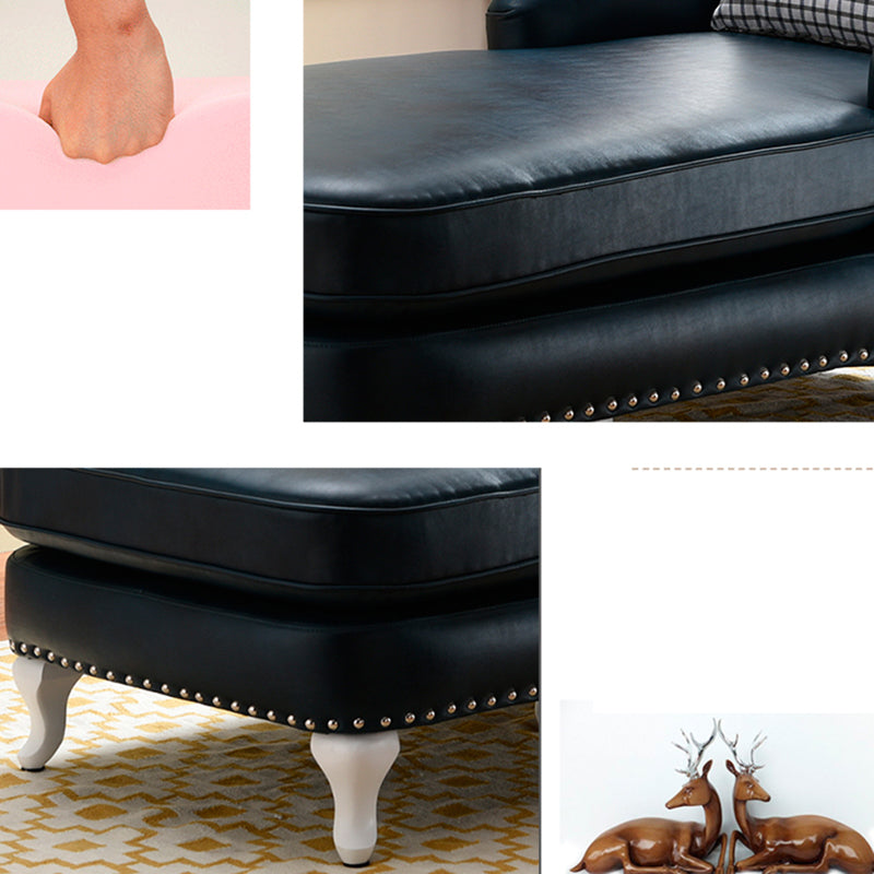 Traditional Faux Leather Accent Chair Two Armed Recessed Arms Chaise