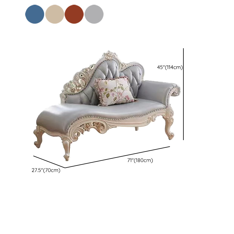 Traditional Genuine Leather Chair One Armed Rolled Arms Accent Chaise