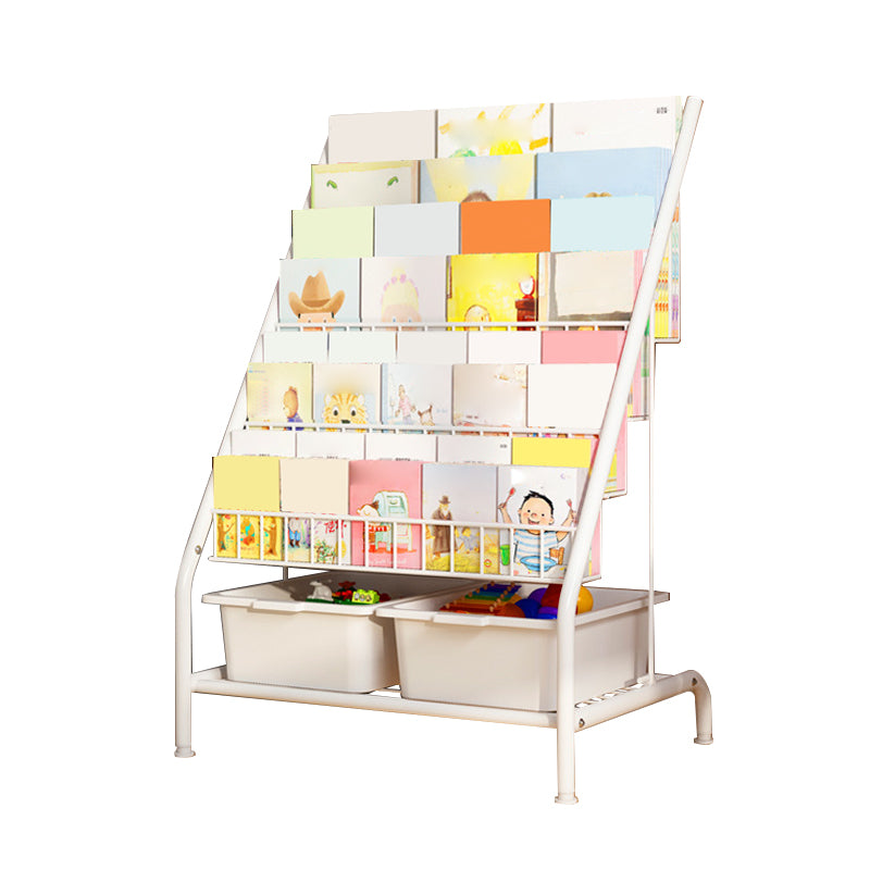 Contemporary Metal Freestanding Kids Bookcase Closed Back Book Display