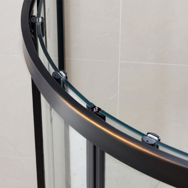 Round Framed Double Sliding Shower Enclosure with Fixed Panel