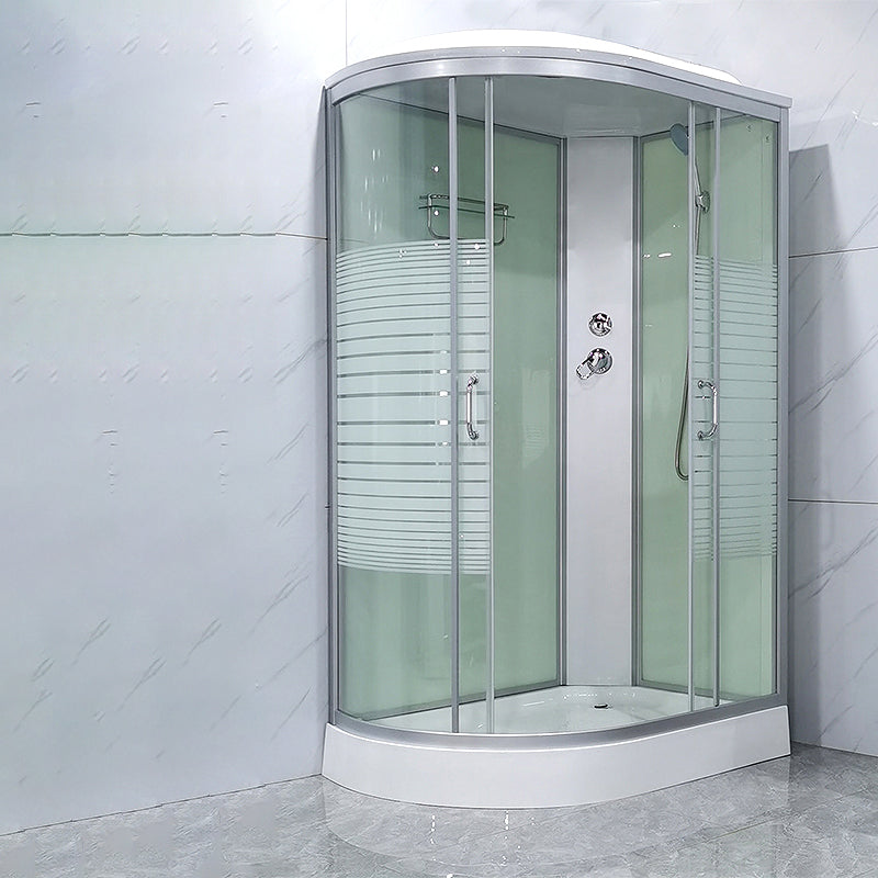 Round Shower Stall Double Sliding Shower Stall with Base Kit