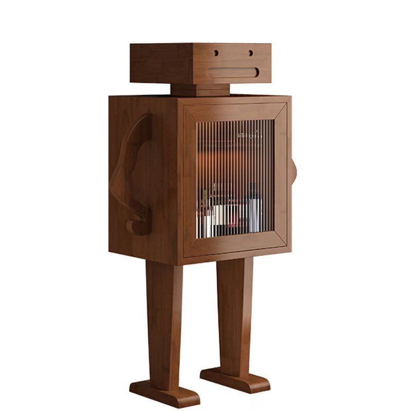 Modern Display Stand Rubberwood Glass Doors Display Cabinet for Dining Room