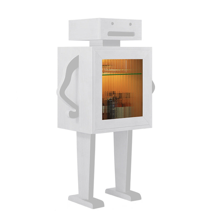 Modern Display Stand Rubberwood Glass Doors Display Cabinet for Dining Room