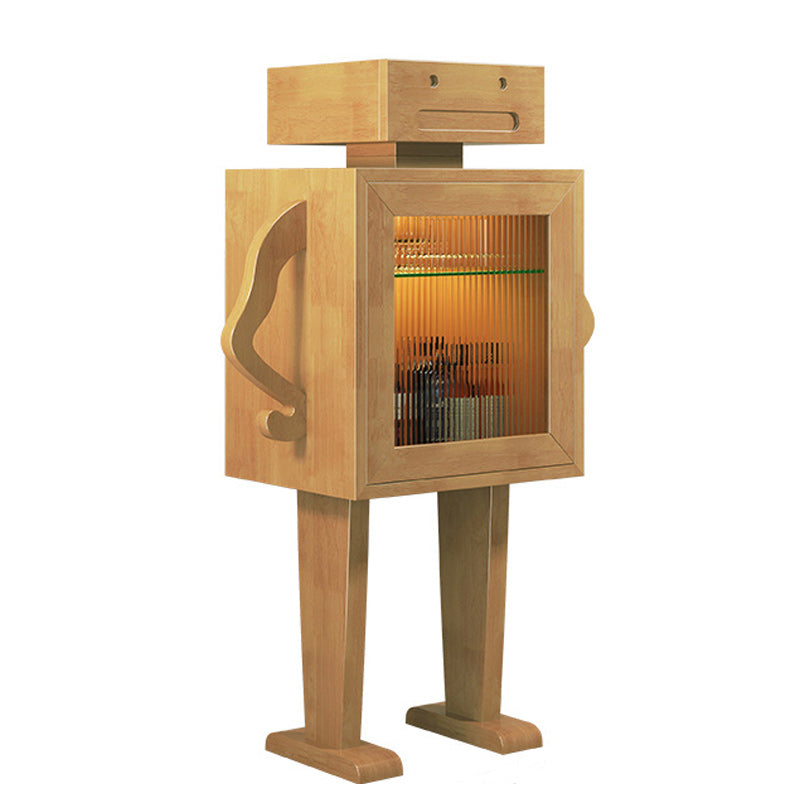 Modern Display Stand Rubberwood Glass Doors Display Cabinet for Dining Room