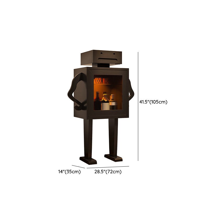 Modern Display Stand Rubberwood Glass Doors Display Cabinet for Dining Room