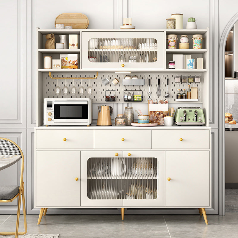 Modern Dining Hutch Faux Wood Hutch Buffet with Doors for Dining Room