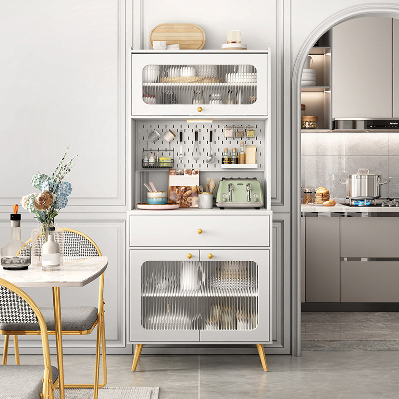 Modern Dining Hutch Faux Wood Hutch Buffet with Doors for Dining Room