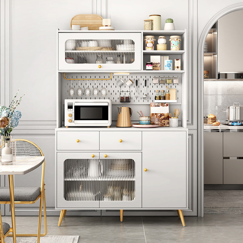 Modern Dining Hutch Faux Wood Hutch Buffet with Doors for Dining Room