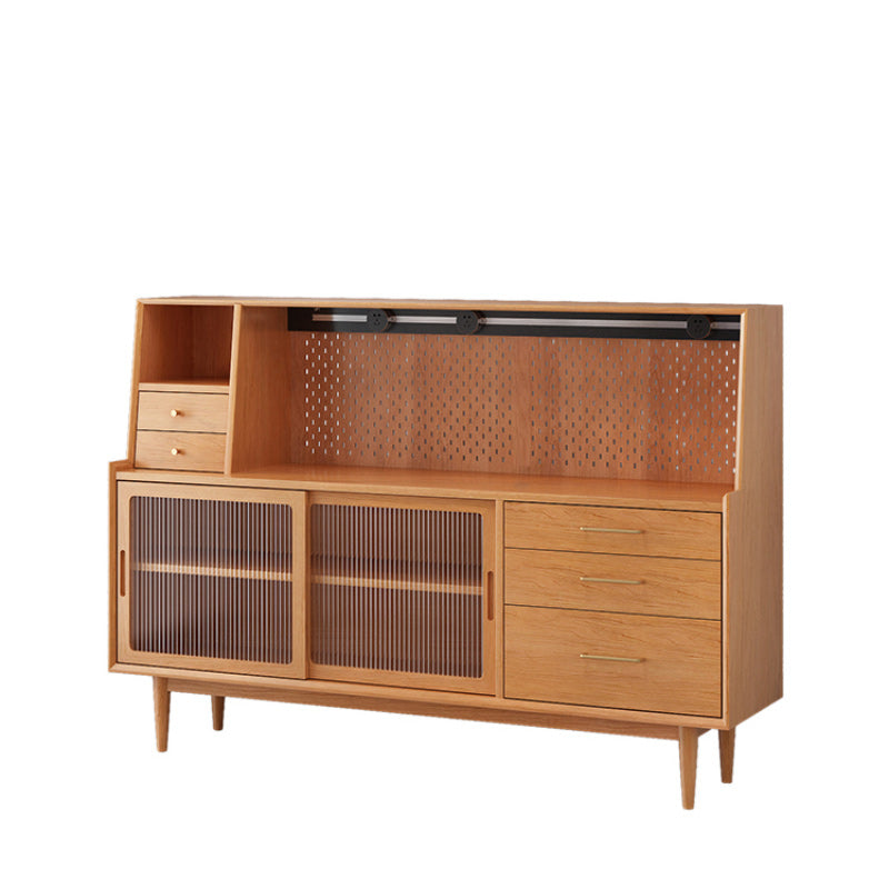 Modern Dining Hutch Pine Hutch Buffet with Doors for Dining Room