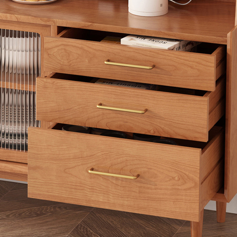 Modern Dining Hutch Pine Hutch Buffet with Doors for Dining Room