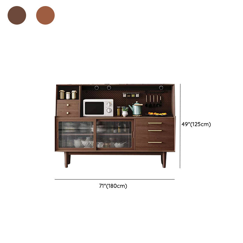 Modern Dining Hutch Pine Hutch Buffet with Doors for Dining Room