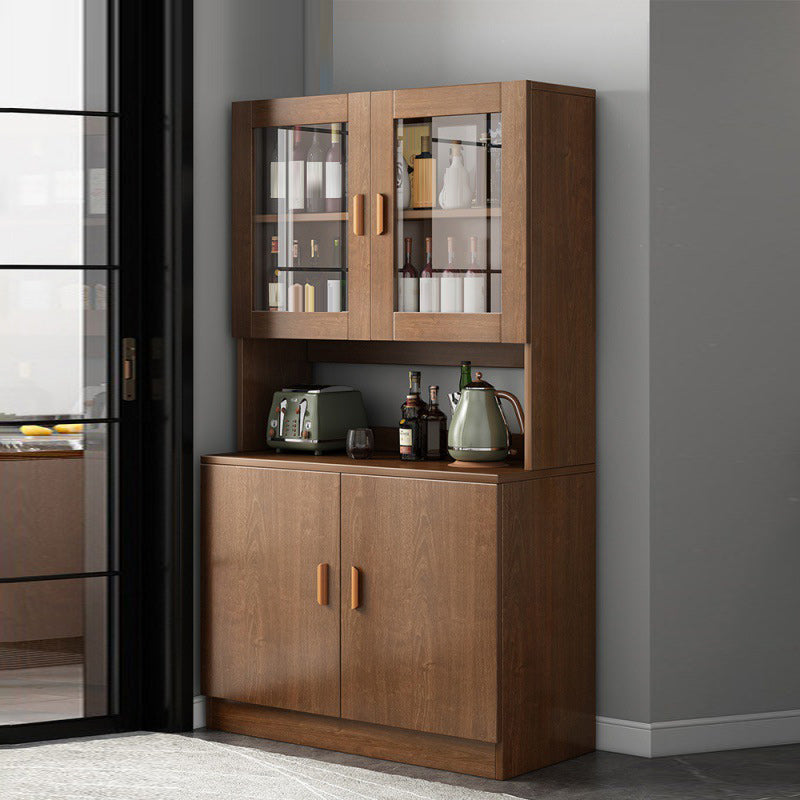 Contemporary Dining Hutch Wood Hutch Buffet with Doors for Dining Room