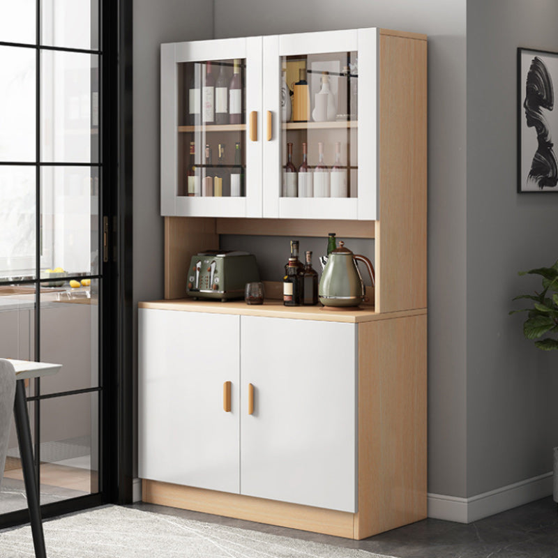 Contemporary Dining Hutch Wood Hutch Buffet with Doors for Dining Room