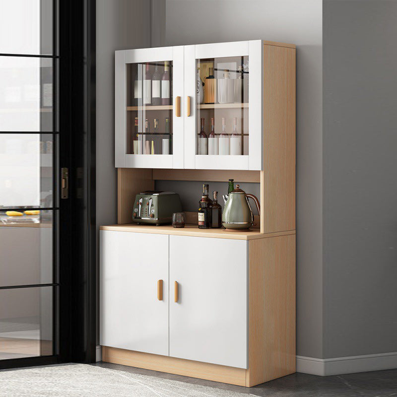 Contemporary Dining Hutch Wood Hutch Buffet with Doors for Dining Room