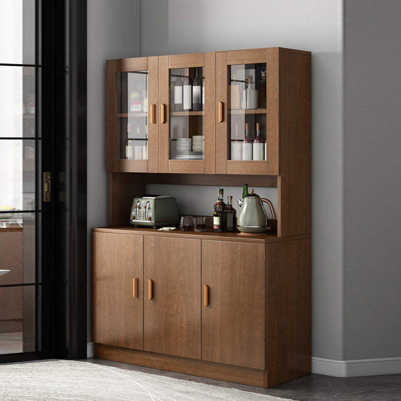 Contemporary Dining Hutch Wood Hutch Buffet with Doors for Dining Room
