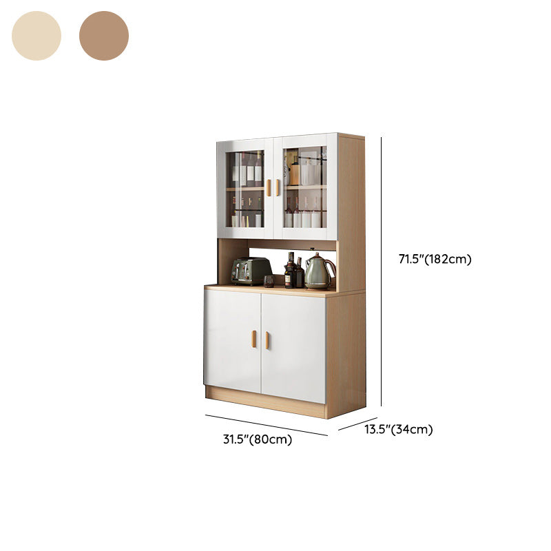 Contemporary Dining Hutch Wood Hutch Buffet with Doors for Dining Room