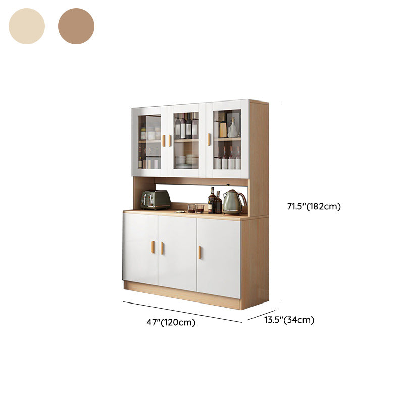 Contemporary Dining Hutch Wood Hutch Buffet with Doors for Dining Room