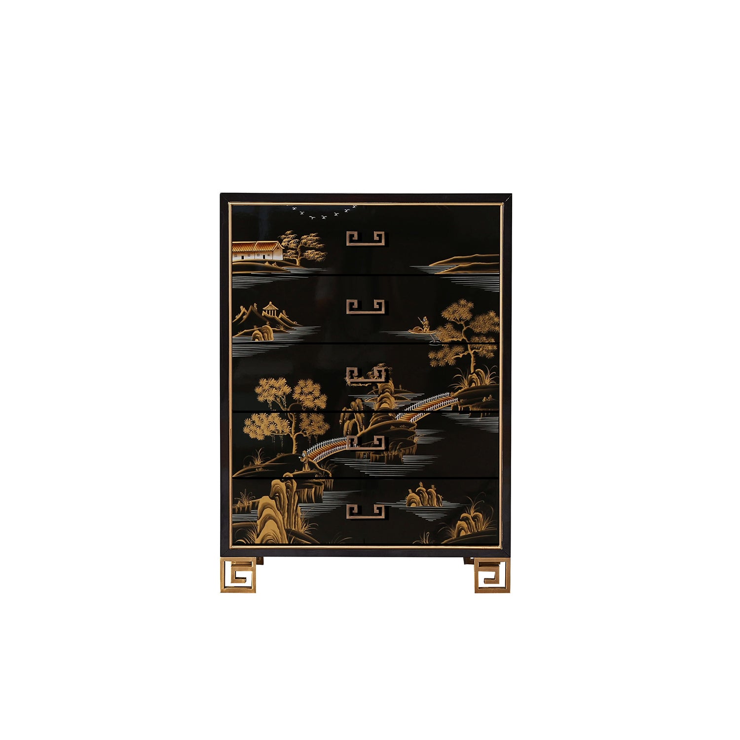 Traditional Storage Chest Solid Wood Dresser with 5 Drawers , 15.6 Inch Width