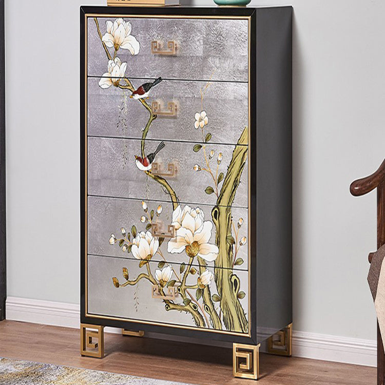 Traditional Storage Chest Solid Wood Dresser with 5 Drawers , 15.6 Inch Width