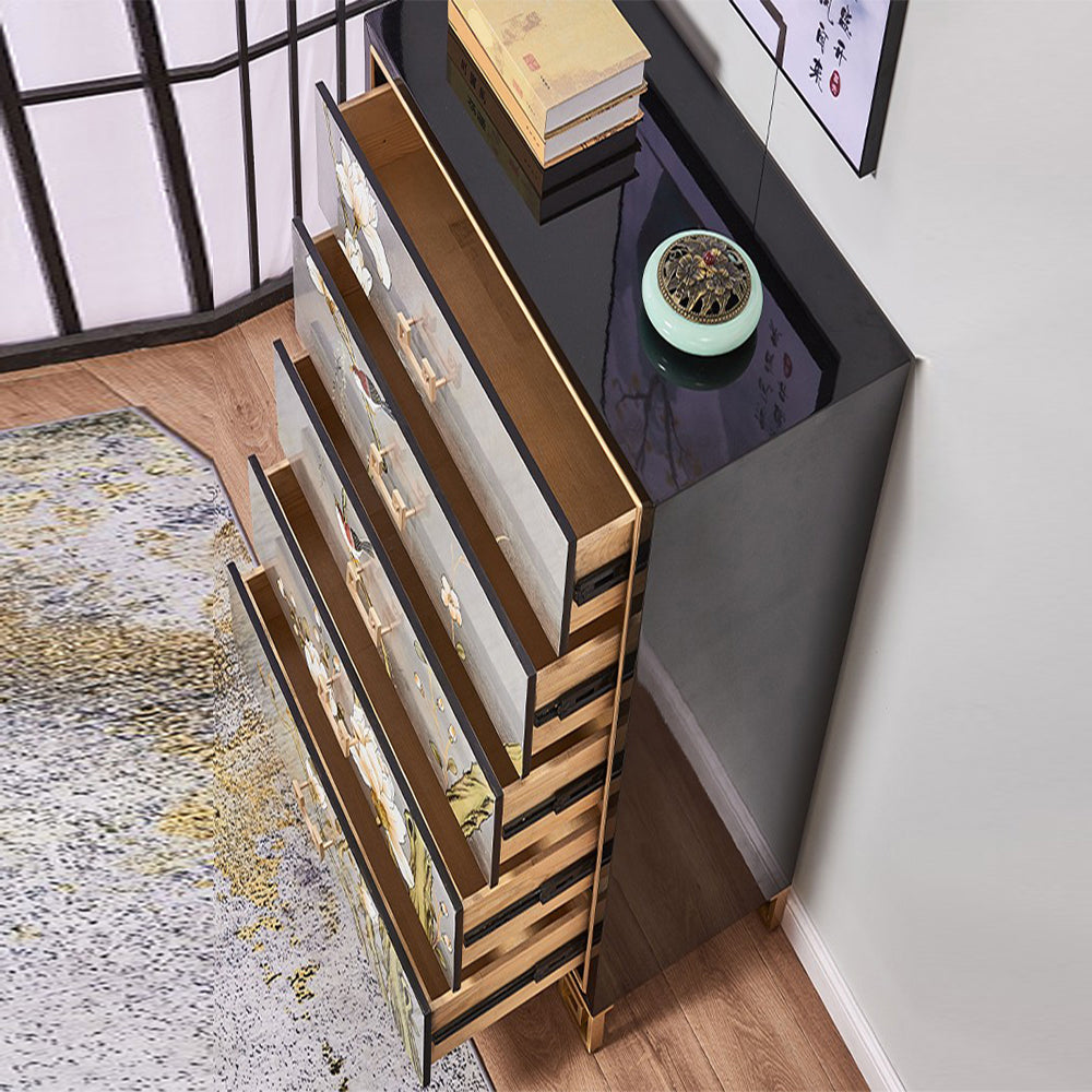 Traditional Storage Chest Solid Wood Dresser with 5 Drawers , 15.6 Inch Width