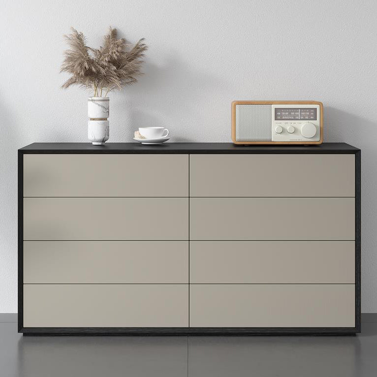 Contemporary Wood Double Dresser Horizontal Storage Chest Dresser for Bedroom