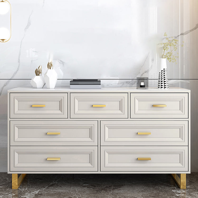 Contemporary Glam Double Dresser Wood Horizontal Storage Chest Dresser for Bedroom
