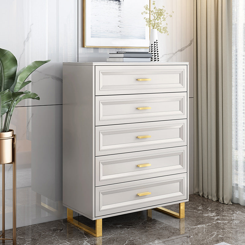 Contemporary Glam Double Dresser Wood Horizontal Storage Chest Dresser for Bedroom
