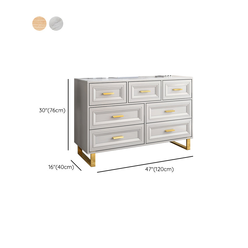 Contemporary Glam Double Dresser Wood Horizontal Storage Chest Dresser for Bedroom