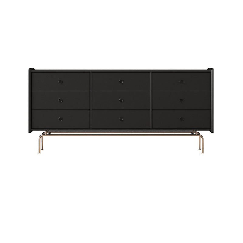 Contemporary Horizontal Double Dresser Black/Gray Dresser with Storage for Home