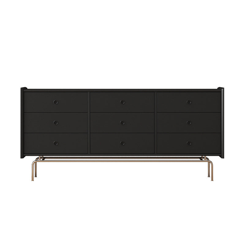 Contemporary Horizontal Double Dresser Black/Gray Dresser with Storage for Home
